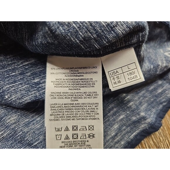 Brooks Brothers Red Fleece Ladies Linen Button Up Shirt Navy Mermaid Anchor  L - Picture 6 of 10